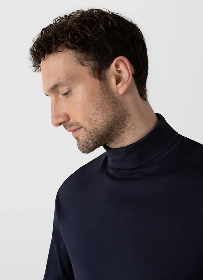 Long Sleeve Roll Neck Tshirt Navy Men SUNSPEL Tshirts