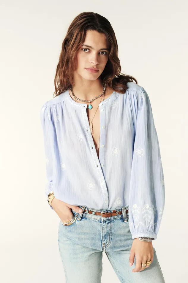 LongSleeve Shirt Duha Blue Women Baandsh Tops and Shirts