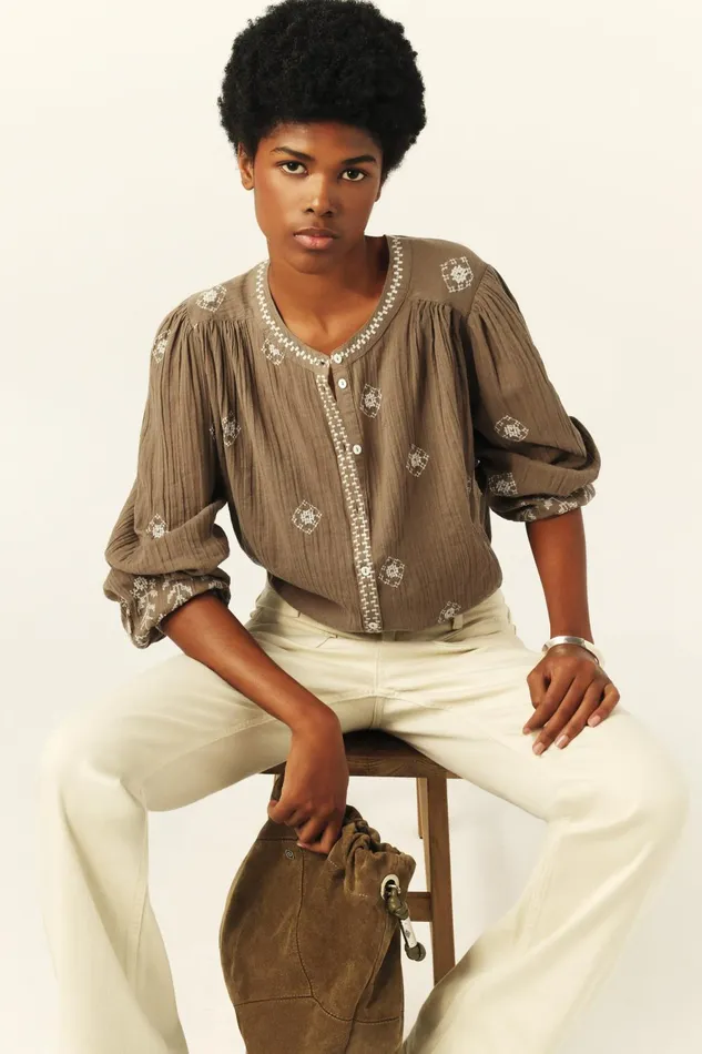 LongSleeve Shirt Duha Blue Women Baandsh Tops and Shirts