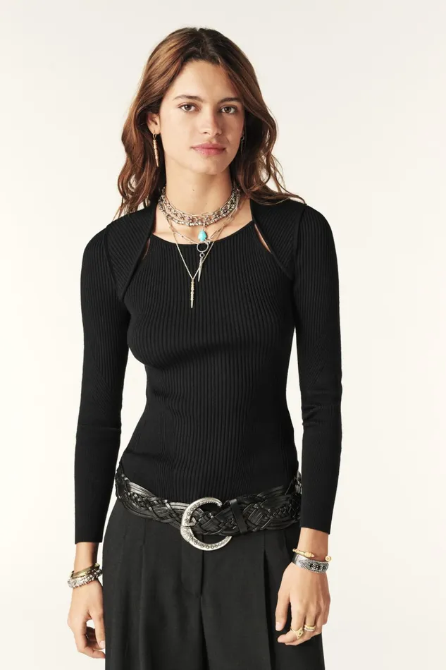 LongSleeve Sweater Pietra Black Women Baandsh Sweaters and Cardigans