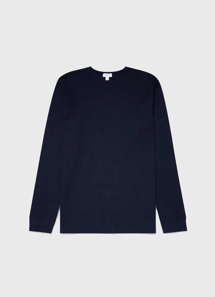 Long Sleeve Waffle Tshirt Navy Men SUNSPEL Tshirts