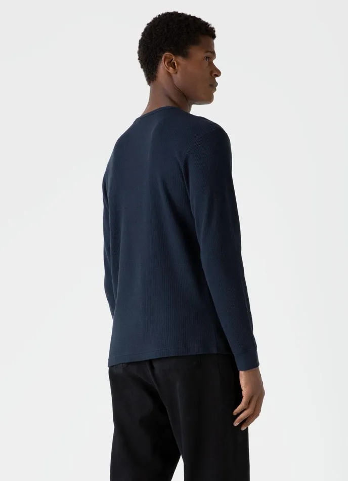 Long Sleeve Waffle Tshirt Navy Men SUNSPEL Tshirts