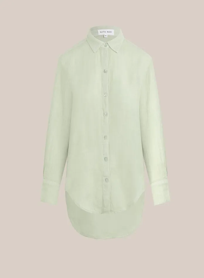 Long Sleeve Women Bella Dahl Boyfriend Button Down 8211 Pale Palm