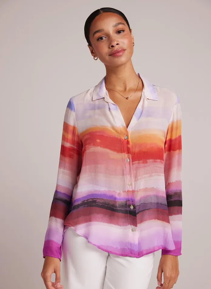 Long Sleeve Women Bella Dahl Clean Shirt 8211 Canyon Stripe Print Long Sleeve Women Bella Dahl Clean Shirt 8211 Canyon Stripe Print