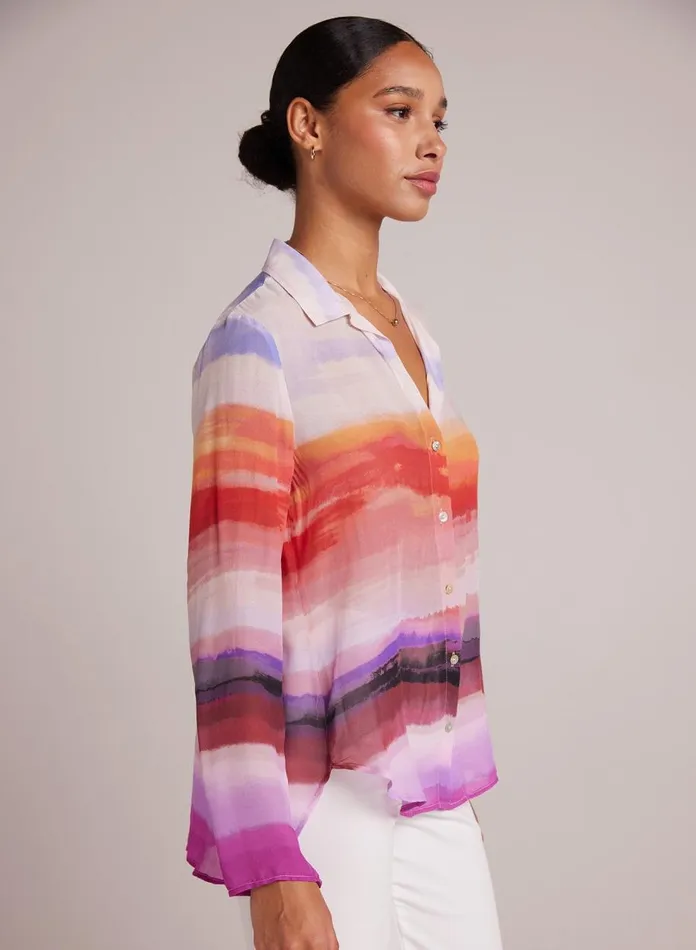 Long Sleeve Women Bella Dahl Clean Shirt 8211 Canyon Stripe Print Long Sleeve Women Bella Dahl Clean Shirt 8211 Canyon Stripe Print
