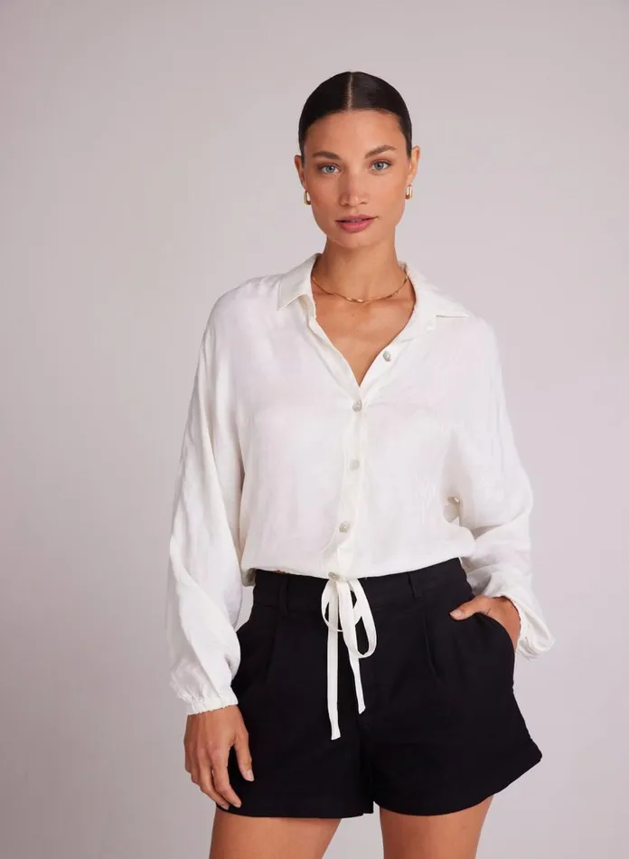 Long Sleeve Women Bella Dahl Drawcord Waist Shirt 8211 Off White