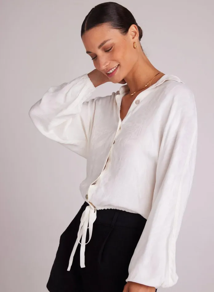Long Sleeve Women Bella Dahl Drawcord Waist Shirt 8211 Off White Long Sleeve Women Bella Dahl Drawcord Waist Shirt 8211 Off White