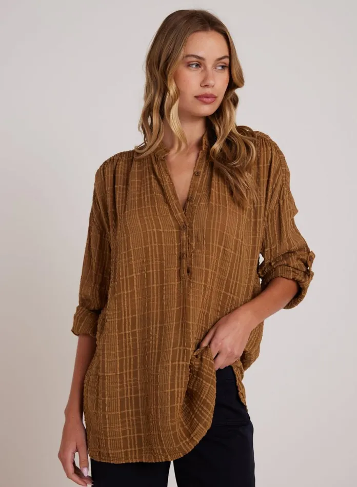 Long Sleeve Women Bella Dahl Long Sleeve Shirred Pullover 8211 Topaz Gold