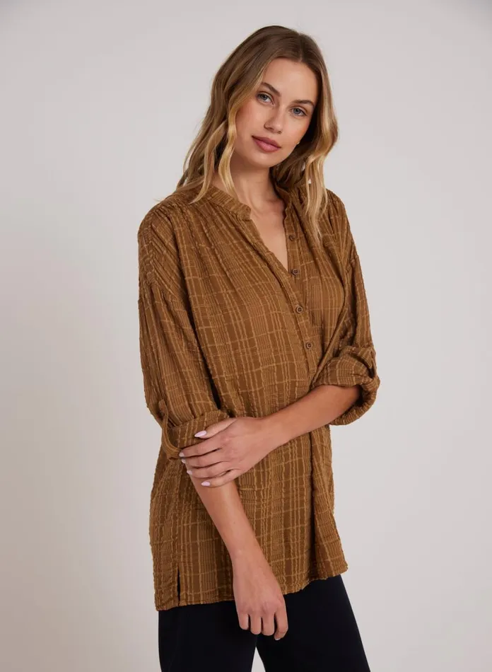 Long Sleeve Women Bella Dahl Long Sleeve Shirred Pullover 8211 Topaz Gold