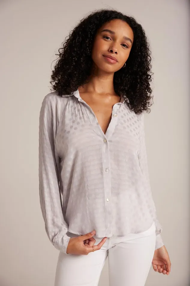 Long Sleeve Women Bella Dahl Round Hem Bishop Sleeve Shirt 8211 Silver Pearl