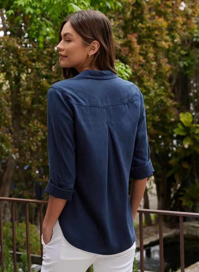 Long Sleeve Women Bella Dahl Shirt Tail Button Down 8211 Endless Sea Long Sleeve Women Bella Dahl Shirt Tail Button Down 8211 Endless Sea