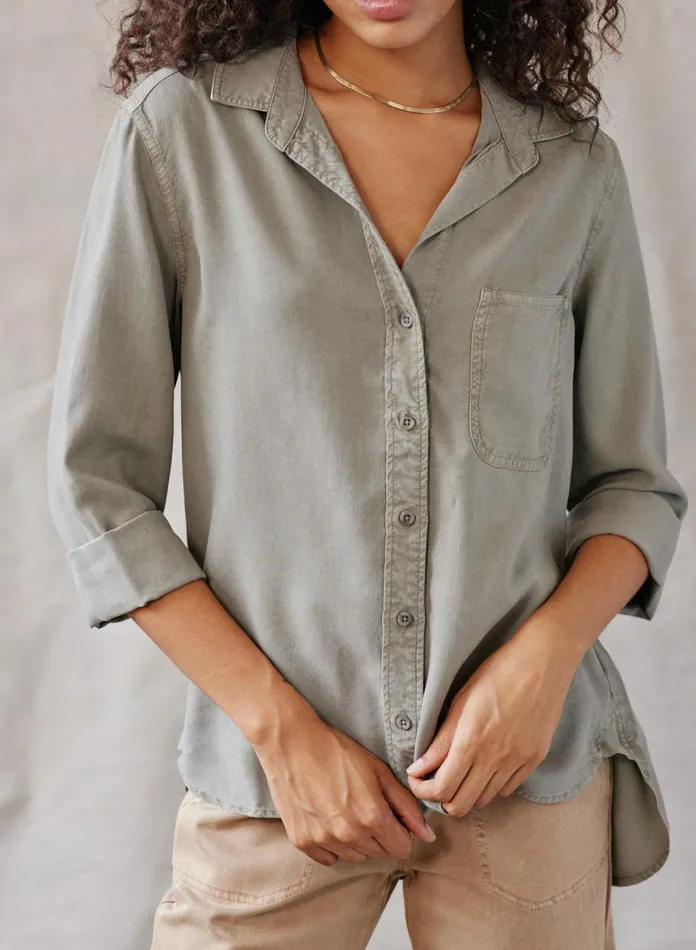 Long Sleeve Women Bella Dahl Shirt Tail Button Down 8211 Soft Army
