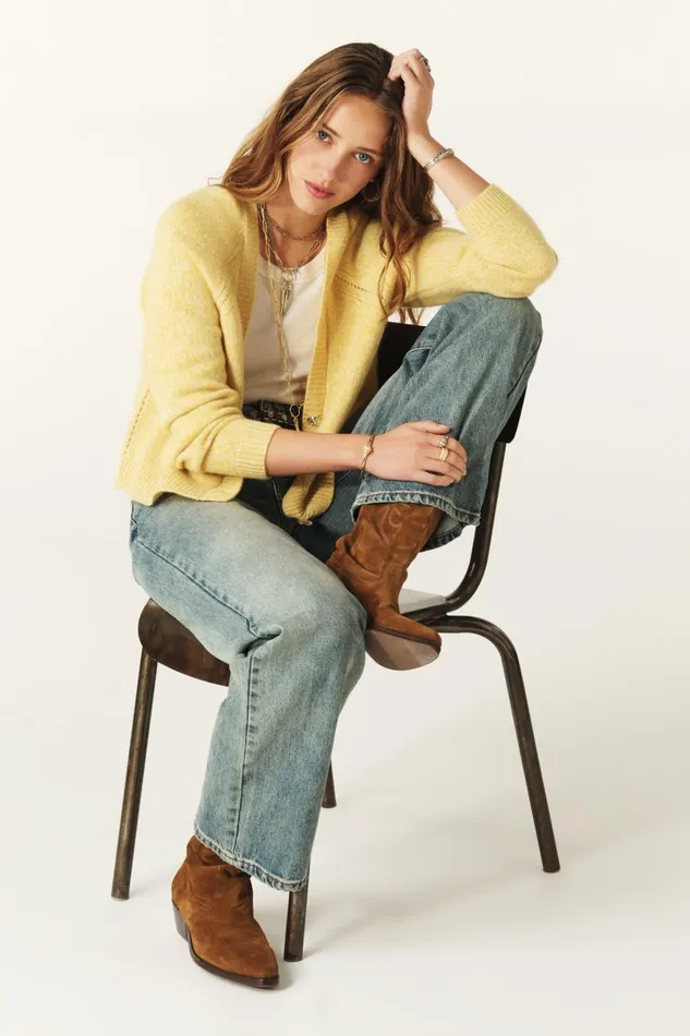 LongSleeved Cardigan Carila Yellow Women Baandsh Sweaters and Cardigans