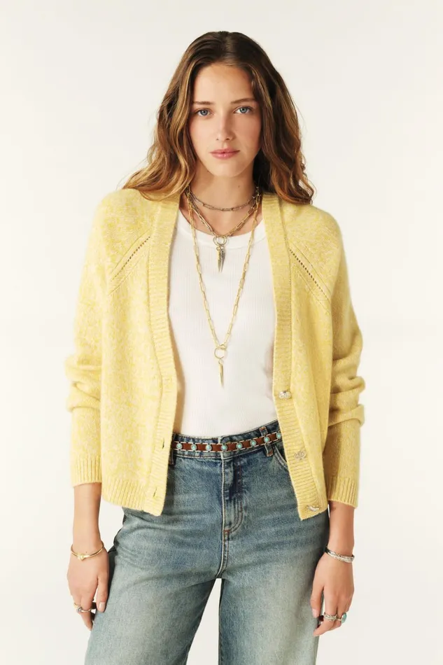LongSleeved Cardigan Carila Yellow Women Baandsh Sweaters and Cardigans
