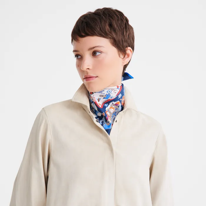 Longchamp Silk Scarves Women Equestrian Tower Silk scarf 50 Ecru