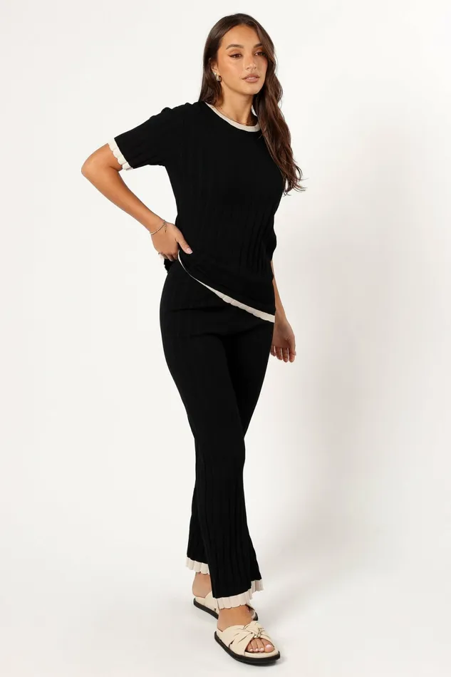 Loungewear Henrie Knit Set Black Beige 8211 Petal and Pup Women