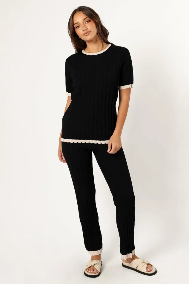 Loungewear Henrie Knit Set Black Beige 8211 Petal and Pup Women