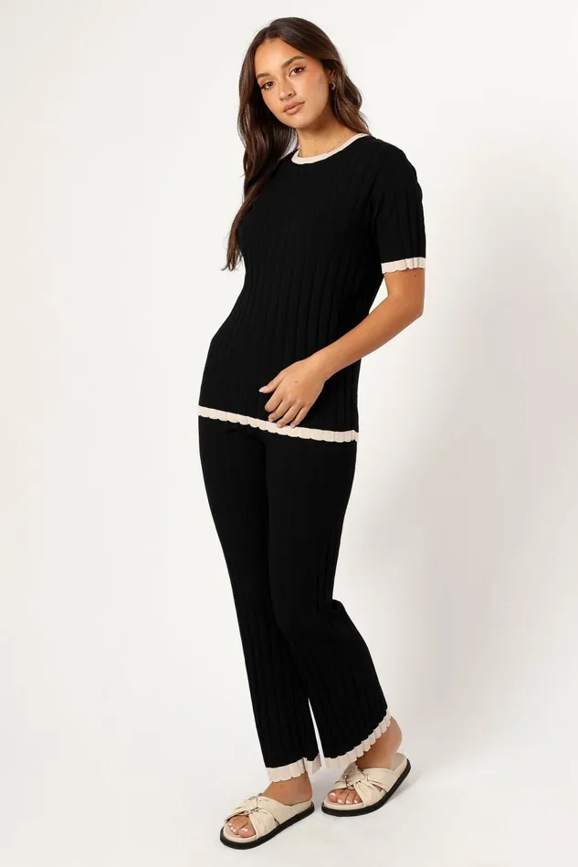 Loungewear Henrie Knit Set Black Beige 8211 Petal and Pup Women