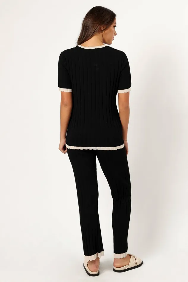 Loungewear Henrie Knit Set Black Beige 8211 Petal and Pup Women
