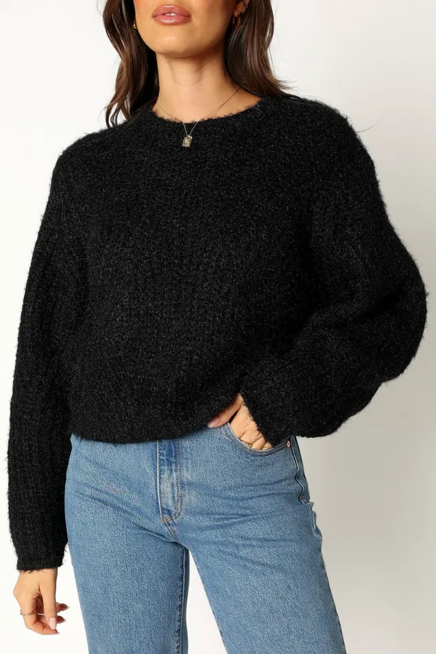 Magnolia Shimmer Knit Sweater Black Sweaters Petal and Pup Women
