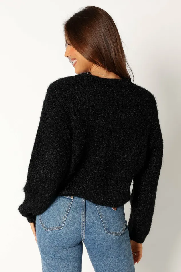 Magnolia Shimmer Knit Sweater Black Sweaters Petal and Pup Women