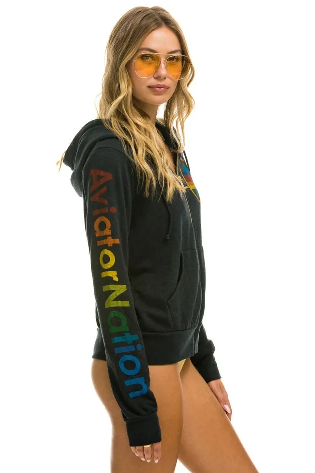 Manhattan Beach Zip Hoodie 8211 Charcoal WomenMen Aviator Nation Hoodies