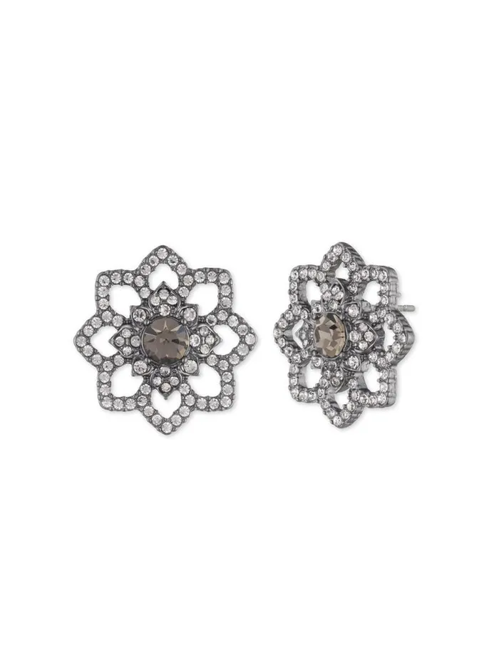 Marchesa Earrings Lace Floral Button Black Diamond 8211 Jewelry