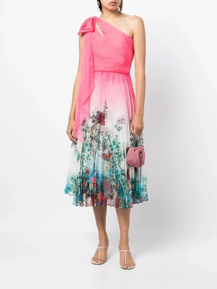 Marchesa Marchesa Notte Asymmetrical Tiered Gown Pink 8211 Women