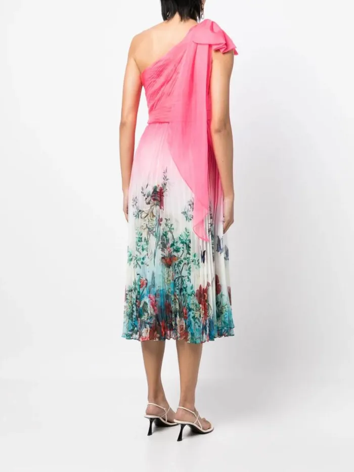 Marchesa Marchesa Notte Asymmetrical Tiered Gown Pink 8211 Women
