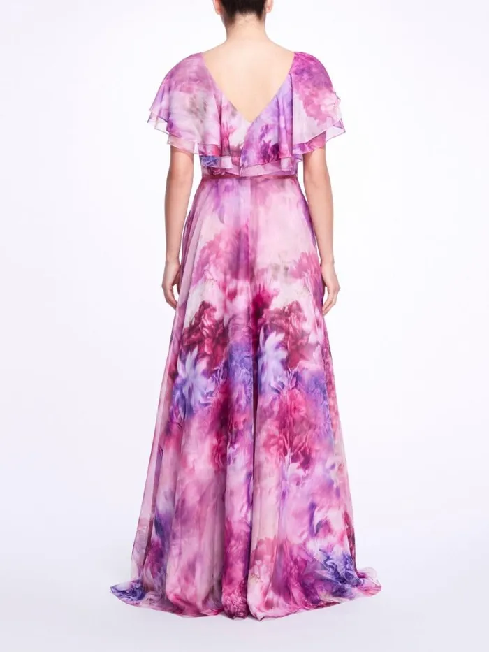 Marchesa Marchesa Notte Cap Sleeve VNeck Dress Mauve 8211 Women