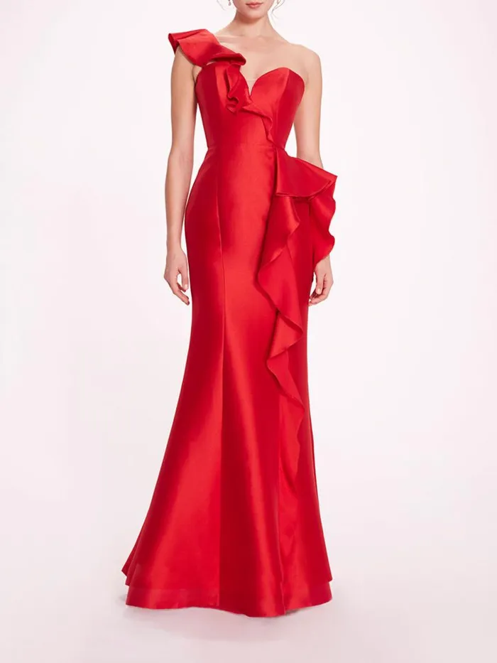 Marchesa Marchesa Notte Silk Mikado Gown Red 8211 Women
