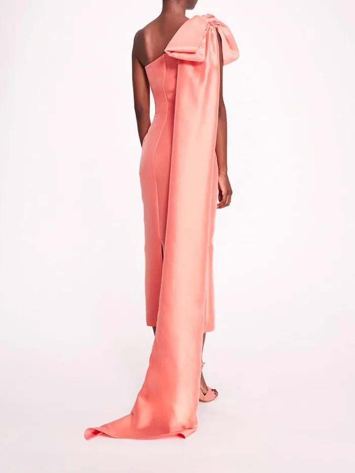 Marchesa Marchesa Notte Silk Mikado Midi Dress Coral 8211 Women