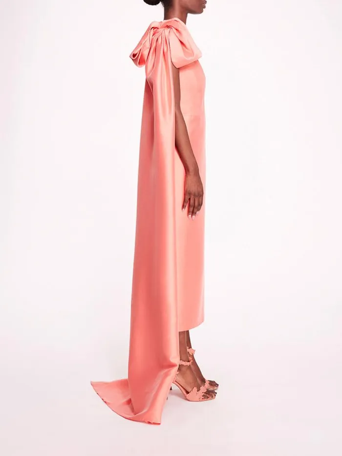 Marchesa Marchesa Notte Silk Mikado Midi Dress Coral 8211 Women