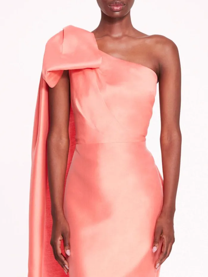 Marchesa Marchesa Notte Silk Mikado Midi Dress Coral 8211 Women