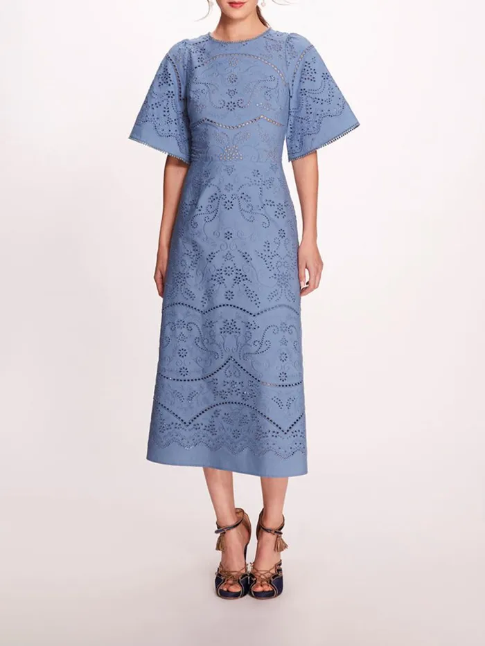 Marchesa Marchesa Rosa Dhalia Midi Dress Blue 8211 Women