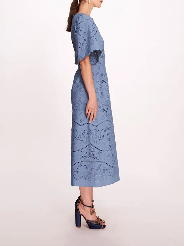 Marchesa Marchesa Rosa Dhalia Midi Dress Blue 8211 Women