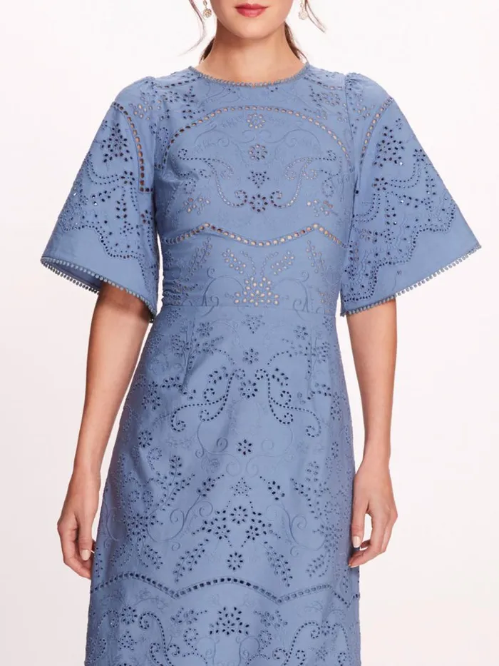 Marchesa Marchesa Rosa Dhalia Midi Dress Blue 8211 Women