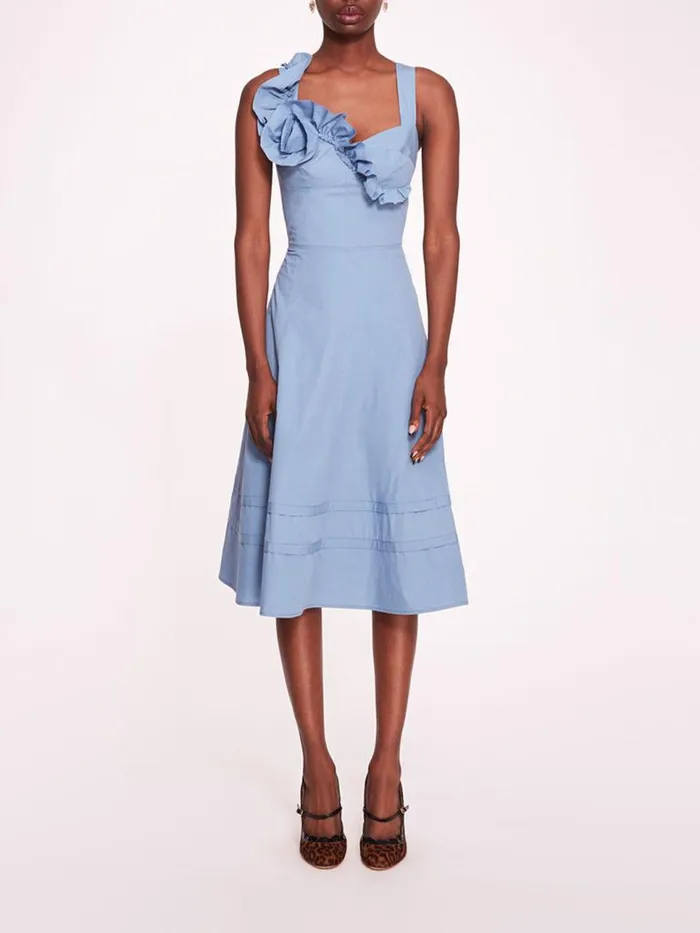 Marchesa Marchesa Rosa Rosette Ruffle Sundress Denim Blue 8211 Women
