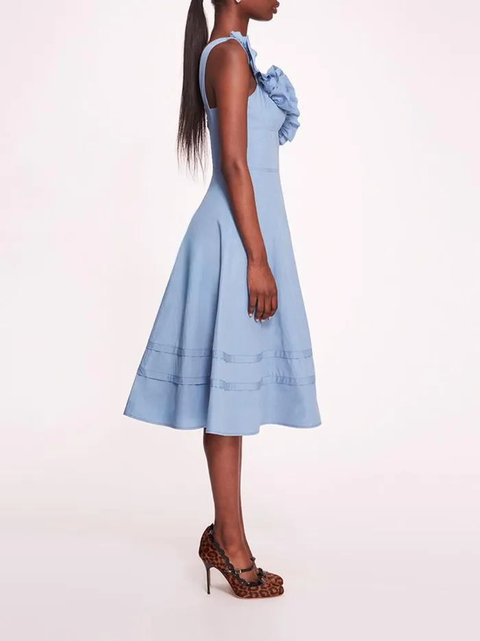 Marchesa Marchesa Rosa Rosette Ruffle Sundress Denim Blue 8211 Women