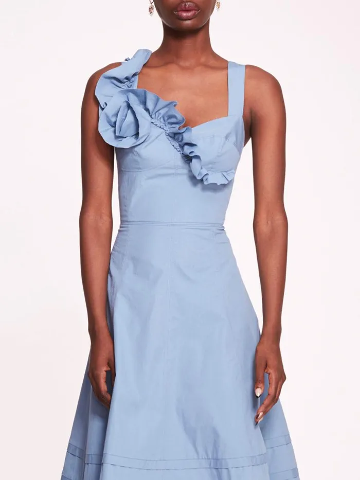 Marchesa Marchesa Rosa Rosette Ruffle Sundress Denim Blue 8211 Women