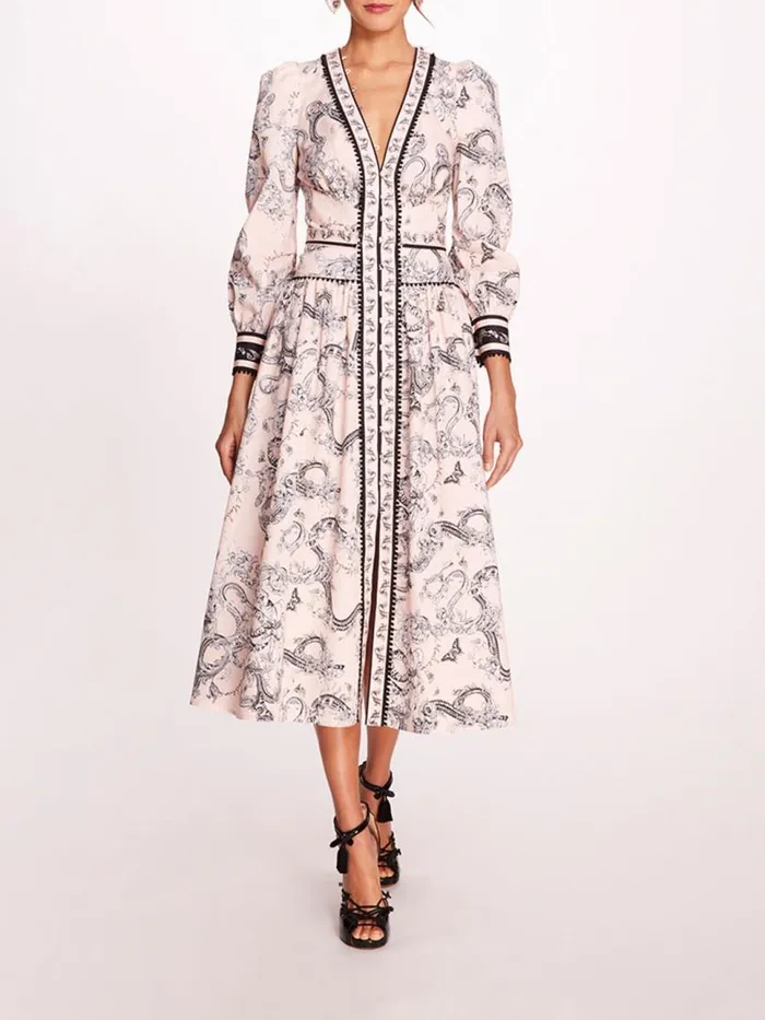 Marchesa Marchesa Rosa Tansy Midi Dress Blush Multi 8211 Women