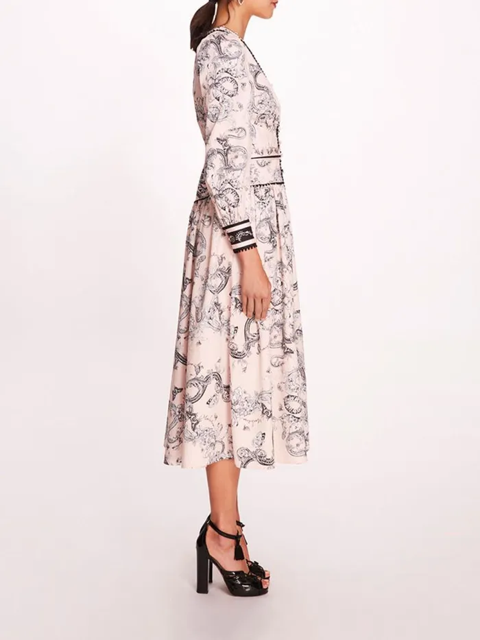 Marchesa Marchesa Rosa Tansy Midi Dress Blush Multi 8211 Women