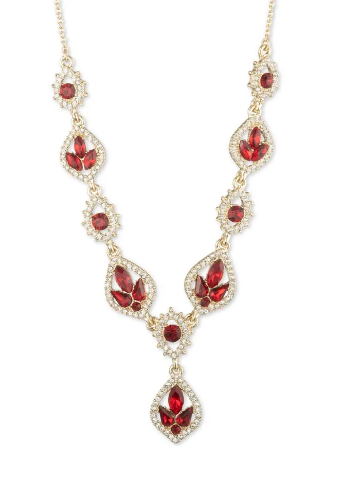 Marchesa Necklaces Poised Gold Y Necklace Red 8211 Jewelry