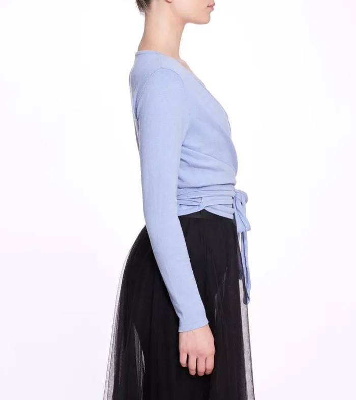 Marchesa Tops Anne Wrap Sweater Zen Blue 8211 Women