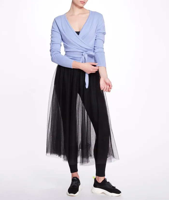 Marchesa Tops Anne Wrap Sweater Zen Blue 8211 Women