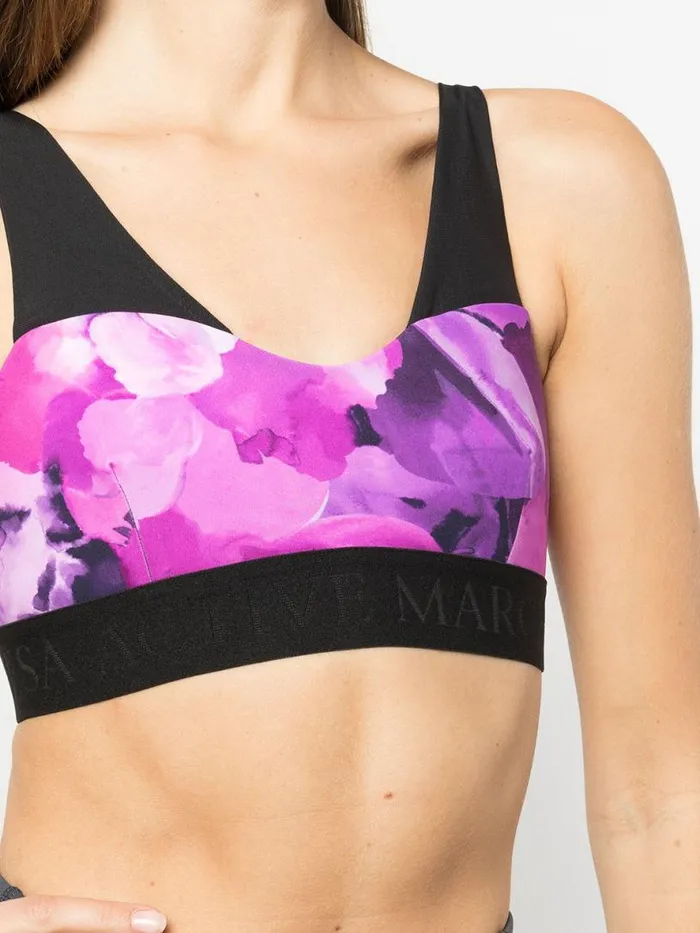 Marchesa Tops Coco Printed Bra Raspberry Multi 8211 Women