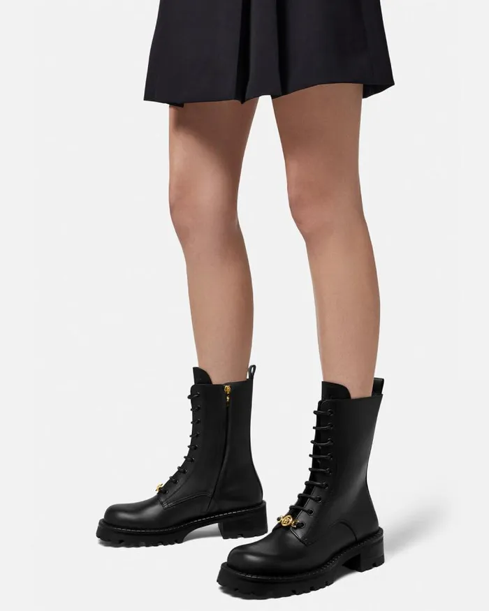 Medusa 03995 LaceUp Boots 35 Mm Blackgold Women Versace Boots