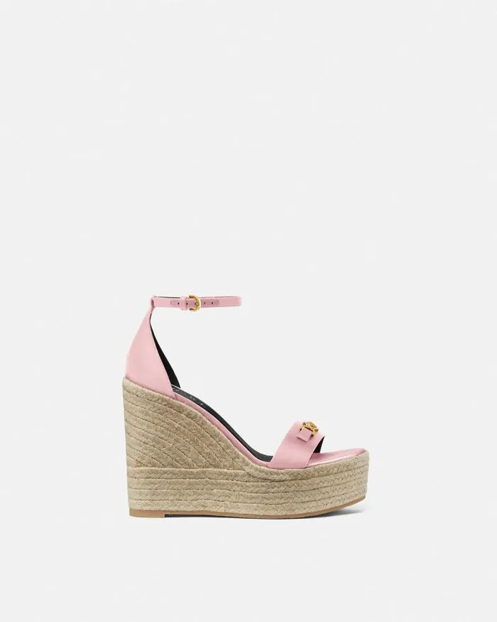 Medusa 03995 Satin Wedge Sandals 120 Mm Pink Women Versace Sandals