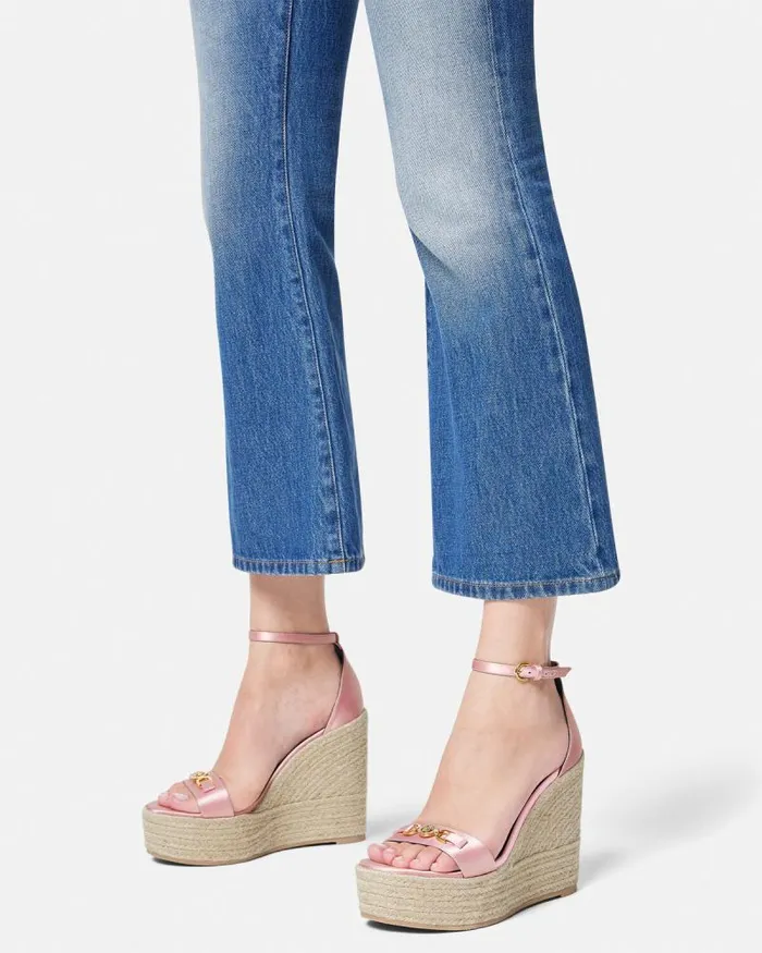 Medusa 03995 Satin Wedge Sandals 120 Mm Pink Women Versace Sandals