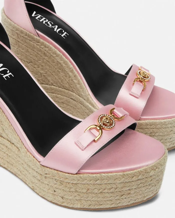 Medusa 03995 Satin Wedge Sandals 120 Mm Pink Women Versace Sandals